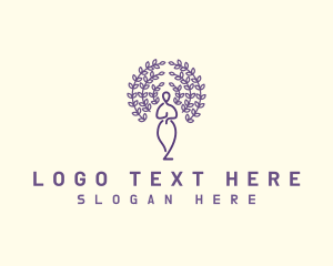 Yoga - Woman  Tree  Meditate logo design