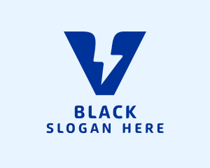 Blue Voltage Bolt Letter V Logo