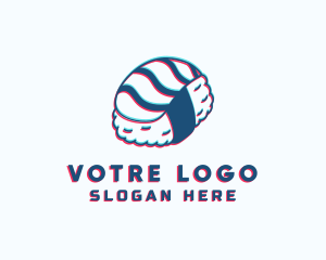 Sushi - Glitch Nigiri Japanese Food logo design