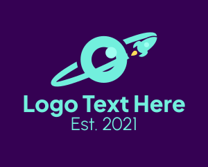 Space Ship - Planet Orbit Eye logo design