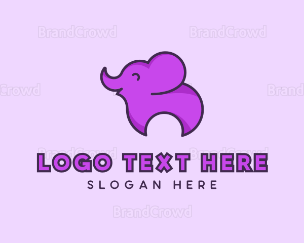 Happy Animal Elephant Logo