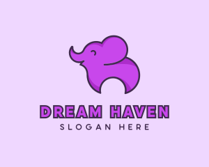 Bedtime - Happy Animal Elephant logo design