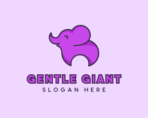 Happy Animal Elephant logo design