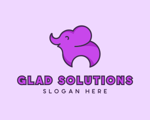 Happy Animal Elephant logo design