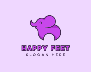 Happy Animal Elephant logo design