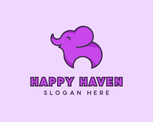 Happy Animal Elephant logo design