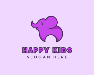 Happy Animal Elephant logo design