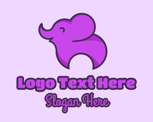 Bedtime - Happy Purple Elephant logo design