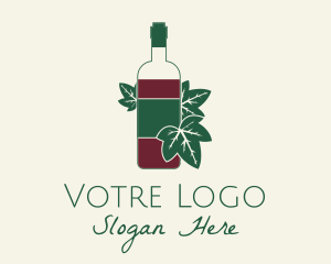 Red Wine - Organic Wine Bottle logo design