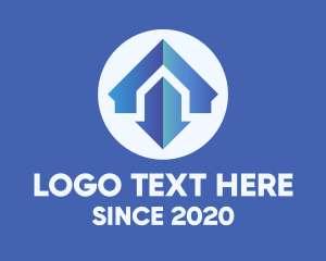 Residence - Blue Home Maintenance Arrow logo design