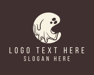 Pacman - Scary Halloween Ghost logo design