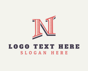 Barber - Retro Barbershop Letter N logo design