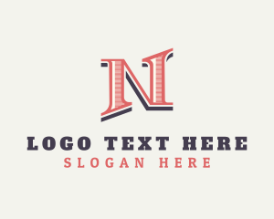 Typography - Retro Barbershop Letter N logo design