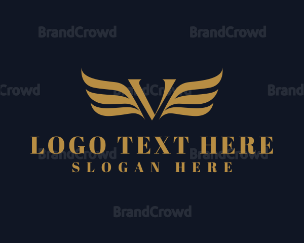Golden Wing Letter V Logo