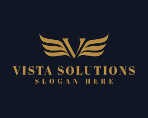 Golden Wing Letter V logo design