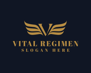 Golden Wing Letter V logo design