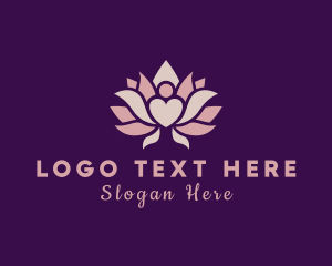 Esthetic - Lotus Heart Flower logo design