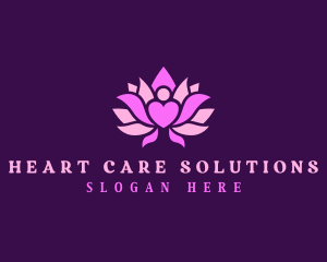 Lotus Heart Flower logo design