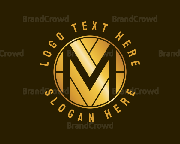 Metallic Gold Letter M Logo