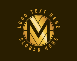 Metallic Gold Letter M logo design