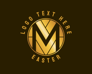 Metallic Gold Letter M logo design