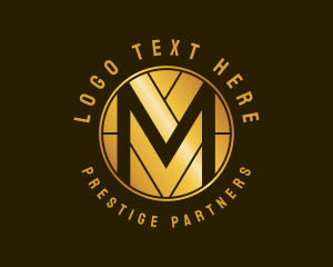 Elite - Metallic Gold Letter M logo design