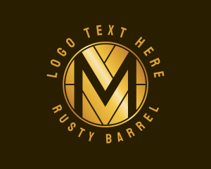 Tavern - Metallic Gold Letter M logo design