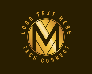 Metallic Gold Letter M logo design