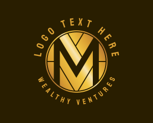 Rich - Metallic Gold Letter M logo design