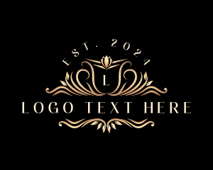 Gold - Decorative Floral Crest logo design