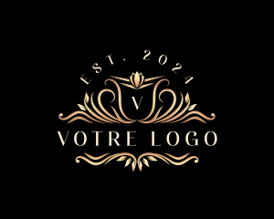 High End - Decorative Floral Crest logo design