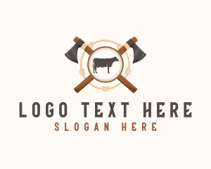 Cow - Tomahawk Axe Cow logo design