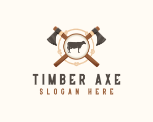 Tomahawk Axe Cow logo design