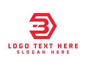 Futuristic - Red Industrial Number 3 logo design