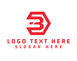 Red Hexagon - Red Industrial Number 3 logo design
