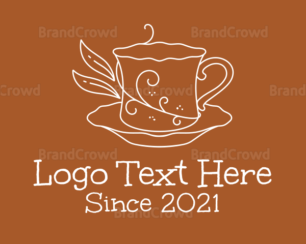 Swirly Plant Tea Cup Logo