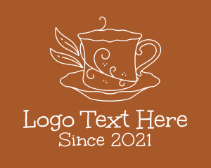 Latte - Swirly Plant Tea Cup logo design