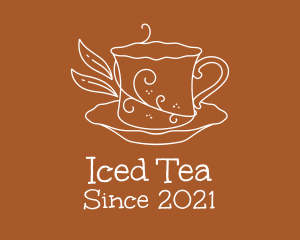 Swirly Plant Tea Cup logo design