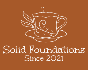 Cappuccino - Swirly Plant Tea Cup logo design