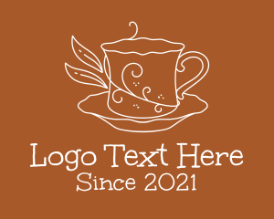 Tea Leaves - Swirly Plant Tea Cup logo design