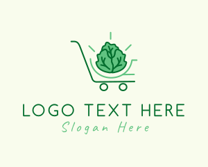 Organic Food - Lettuce Shopping Cart logo design