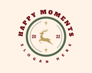 Joyful - Holiday Deer Badge logo design