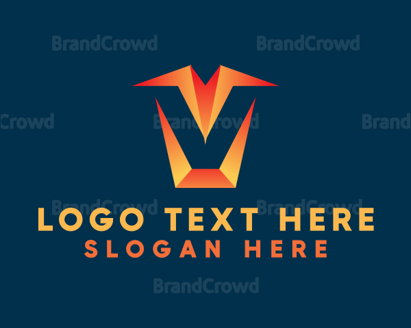 Orange Modern Letter V Logo