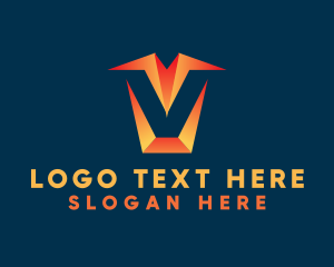 Heptagon - Orange Modern Letter V logo design