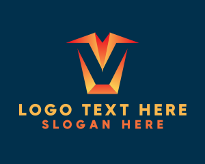 Orange Modern Letter V  logo design