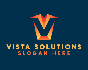 Orange Modern Letter V  logo design