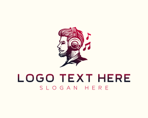 Gamer - Man Headphone Music logo design