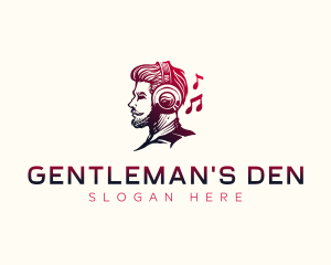 Man Headphone Music logo design