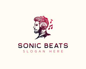 Man Headphone Music logo design