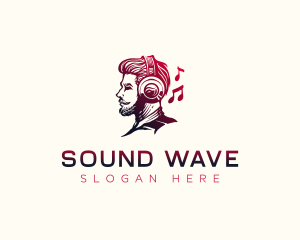 Man Headphone Music logo design